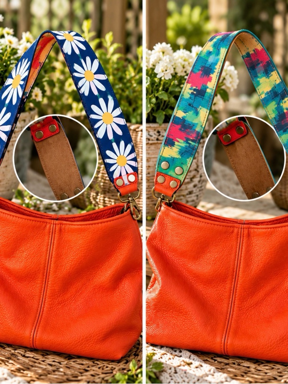 Joy Susan Orange Pebbled Leather Hobo Bag Interchangeable Double Straps